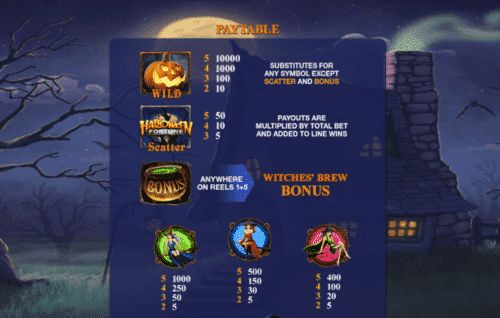 halloween fortune paytable