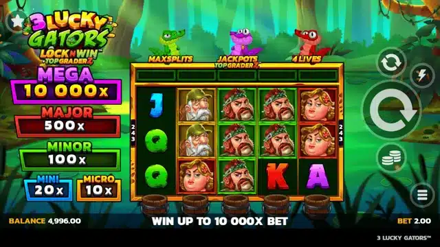 3 Lucky Gators slot gameplay screenshot