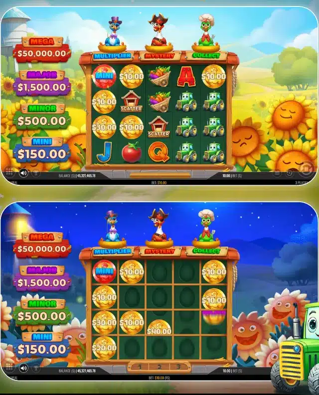 3 Plucky Hens slot gameplay screenshot