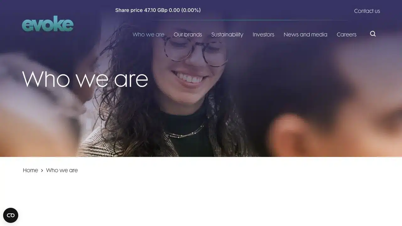 evoke corporate homepage captured as 888 parent context in July 2026