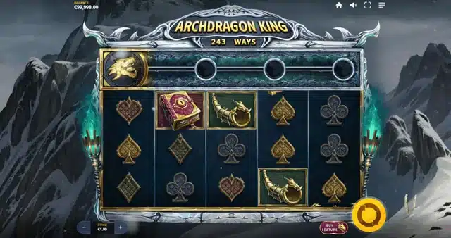 Archdragon King base game showing the Dragon Evolution bar and 243 ways to win