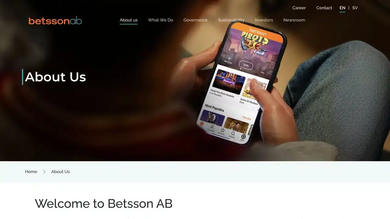 Betsson AB official company page captured in July 2026