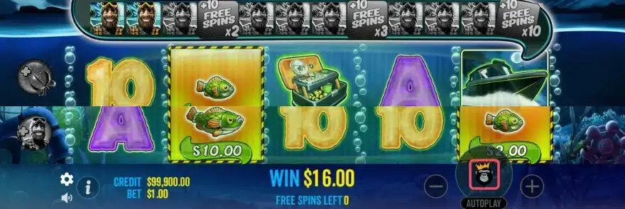 Big Bass Mission Fishin Free Spins round with stacked money symbols