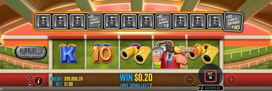 Big Bass Raceday Repeat Free Spins round showing the level progress bar