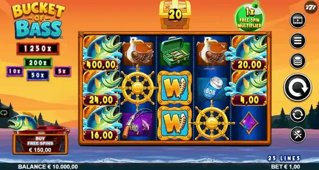 Bucket Of Bass slot gameplay screenshot