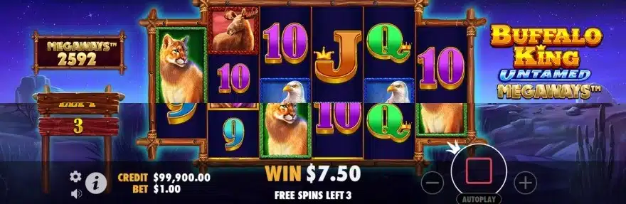 Buffalo King Untamed Megaways Free Spins round with a wild multiplier