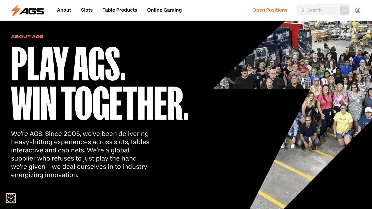 AGS official company page shown as current Cadillac Jack ownership context