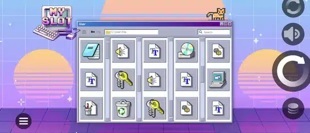 My Slot by Chilli Games, a retro desktop themed slot with document and folder icons as reel symbols