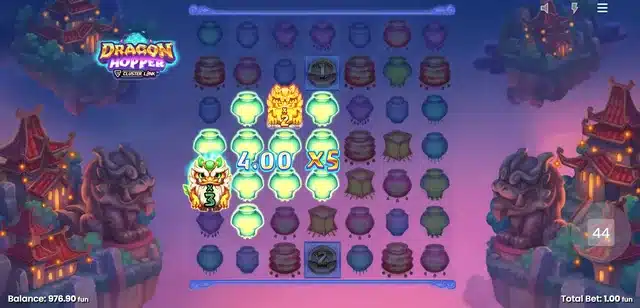 Dragon Hopper Mystic Flare feature dropping oversized blocks onto the 7x7 grid