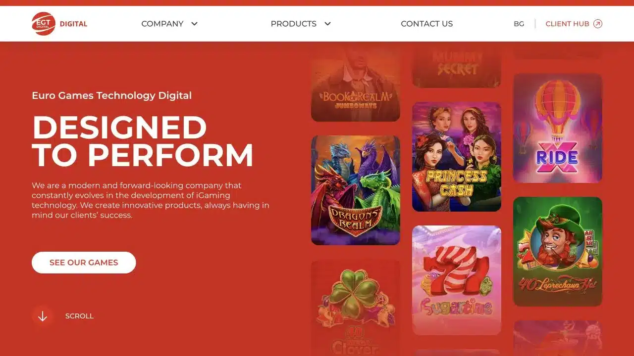 EGT Digital official homepage captured in July 2026