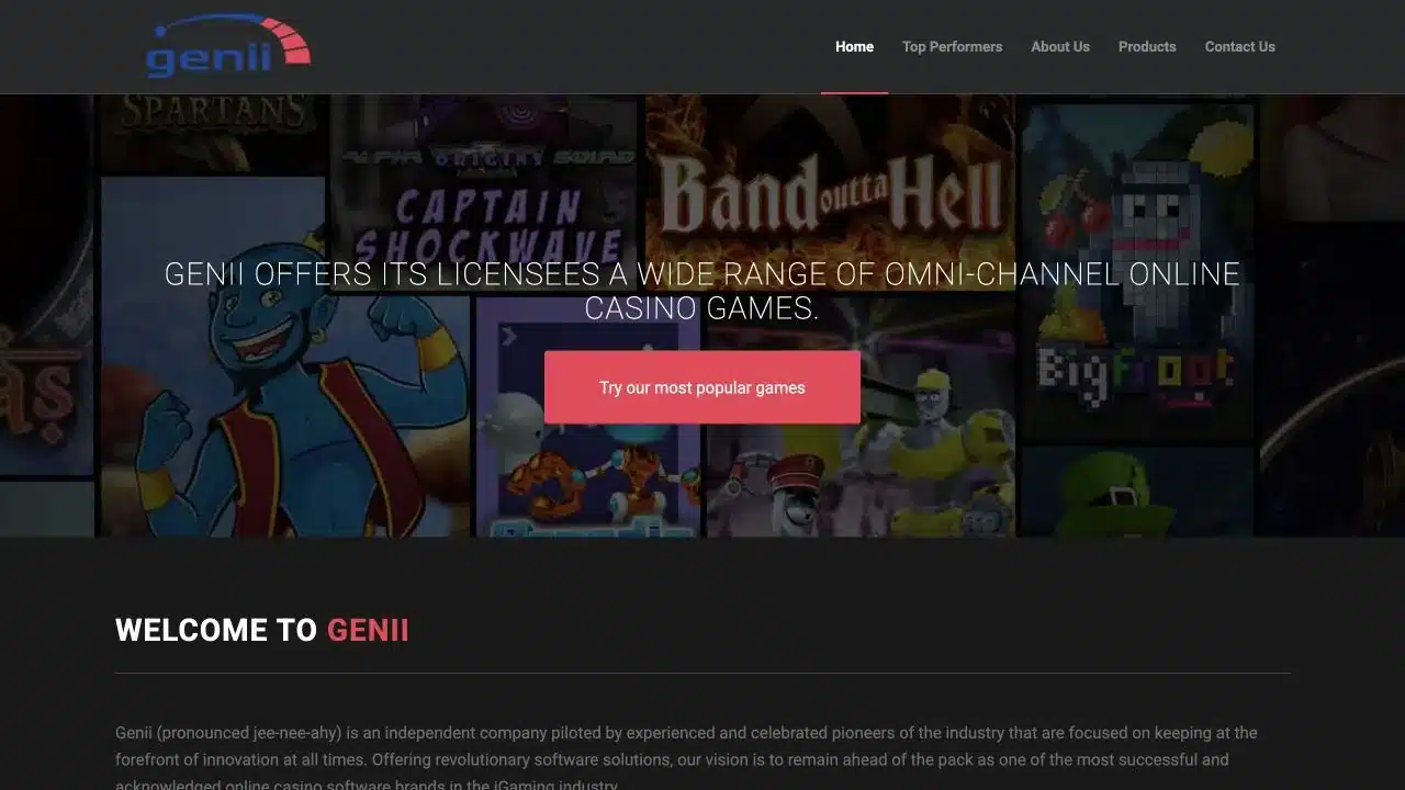Genii official homepage captured in July 2026