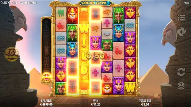 Golden Glyph 3 slot gameplay screenshot