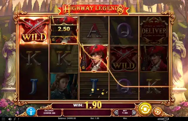 Highway Legends Cash Collect Feature showing Wild and Deliver symbols on the grid