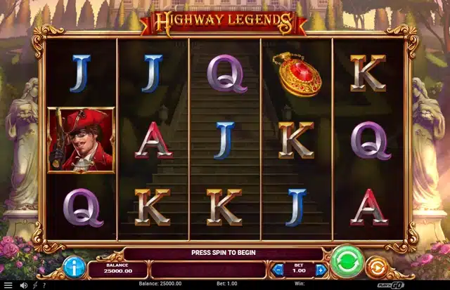 Highway Legends base game showing the 5x3 grid and highwayman symbols