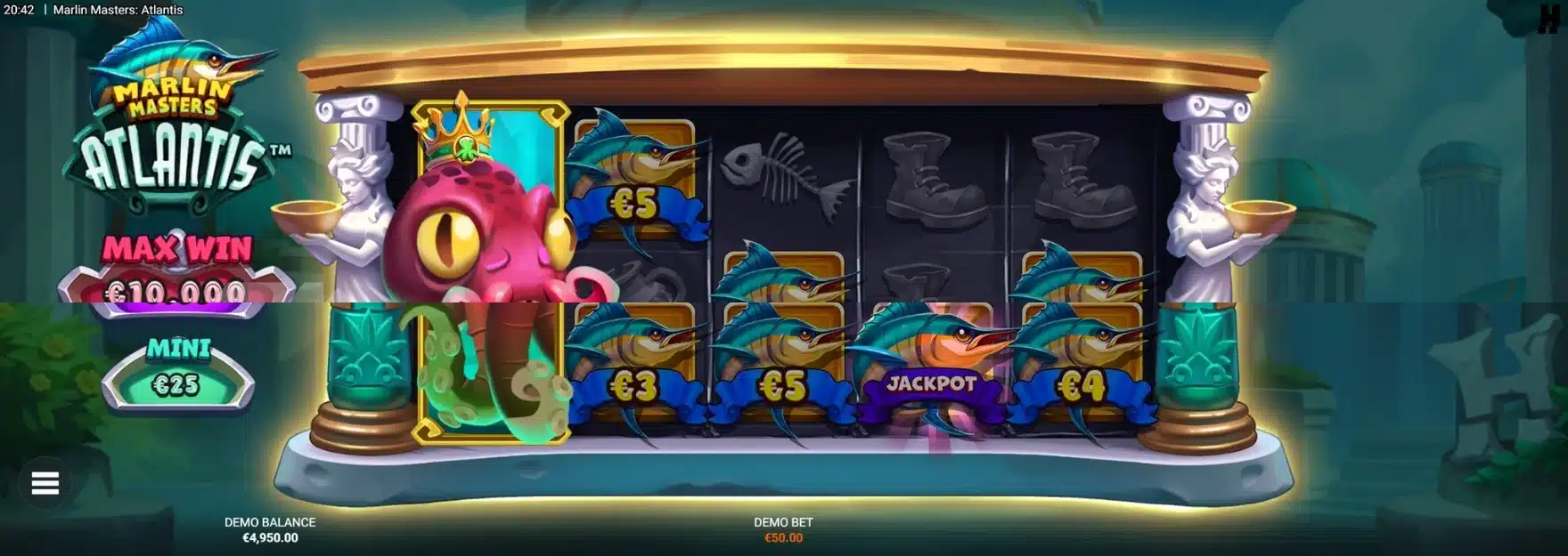 Marlin Masters Atlantis showing the Kraken Collector expanded on the reels