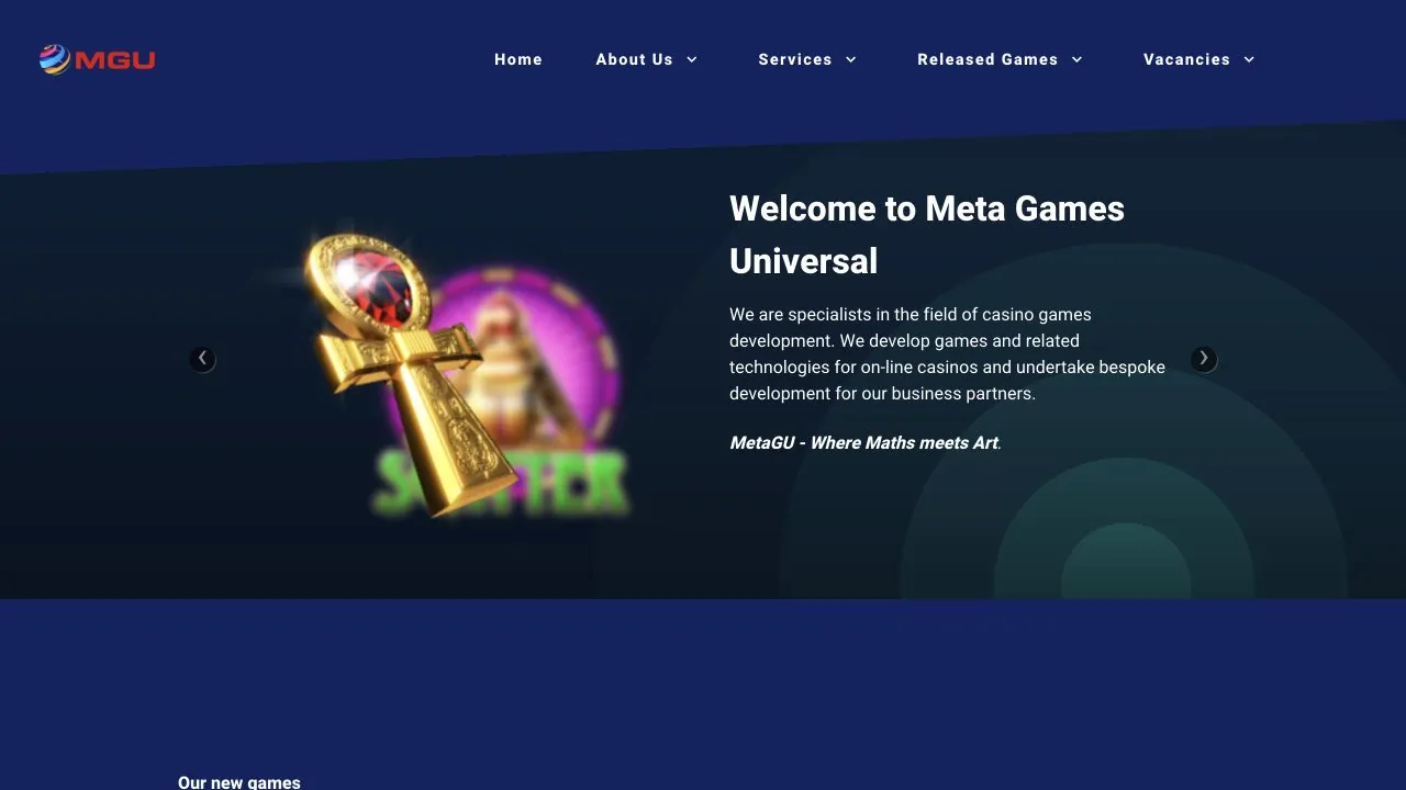 Meta Games Universal official homepage captured in July 2026