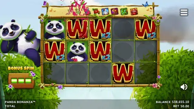 Panda Bonanza Pandamonium Bonus respin round with sticky wild multipliers