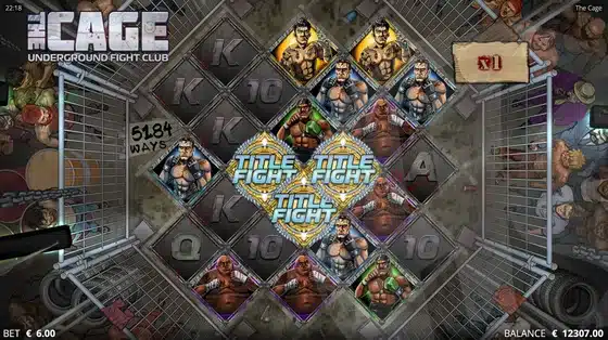 The Cage Title Fight Free Spins bonus round triggering on the reels