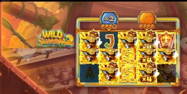 Wild Swarm 2 Swarm Mode with reel multipliers and sticky wild bees