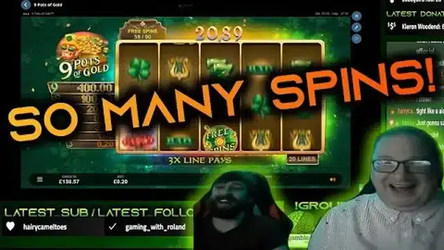 9 Pots of Gold free spins big win session