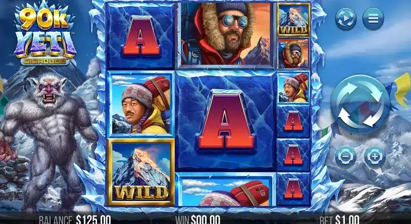 90k Yeti Gigablox base game in play - a giant Gigablox symbol block dominating the reels