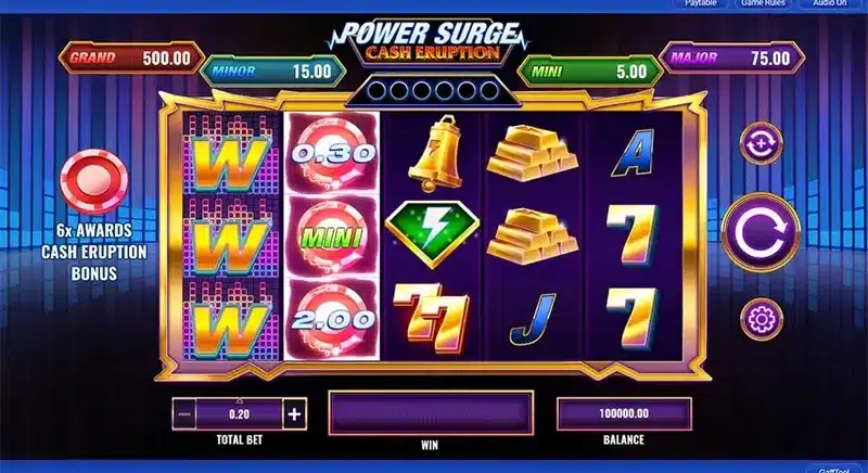 Cash Eruption Power Surge base game with lightning diamond