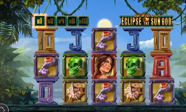 Cat Wilde in the Eclipse of the Sun God slot logo