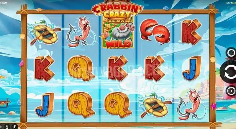 Crabbin' Crazy gameplay screenshot with Wild crab symbol