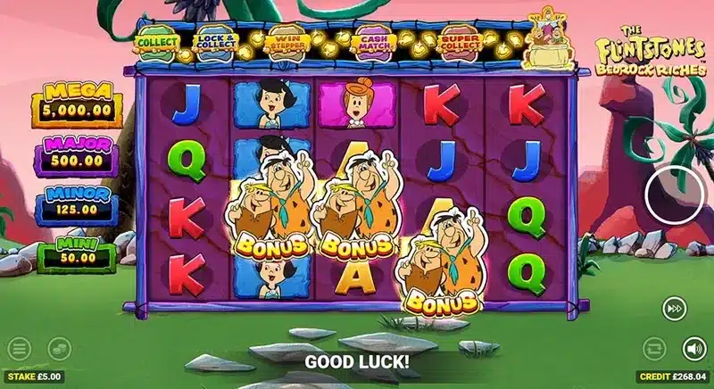 The Flintstones Bedrock Riches bonus symbols landing