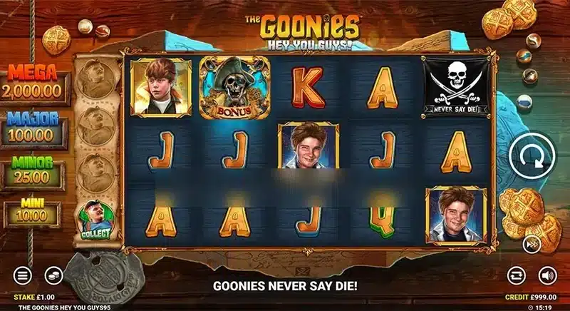 The Goonies Hey You Guys gameplay with jackpot panel