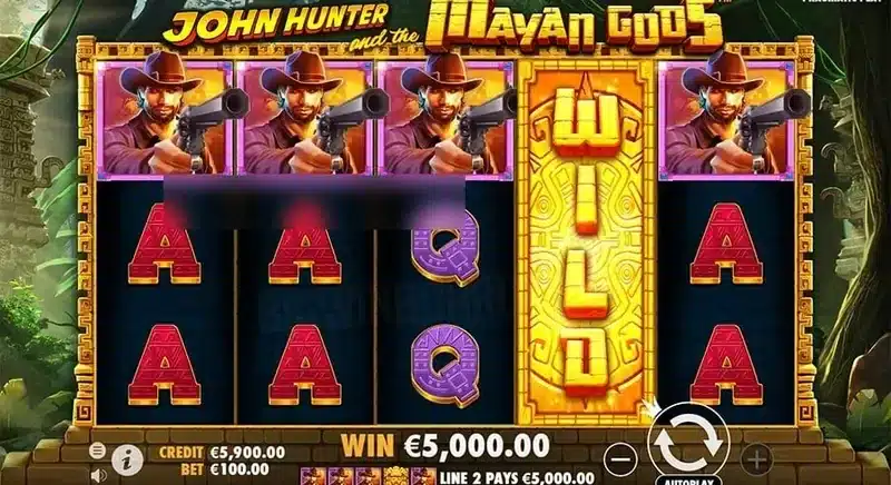 John Hunter Mayan Gods stacked wilds gameplay