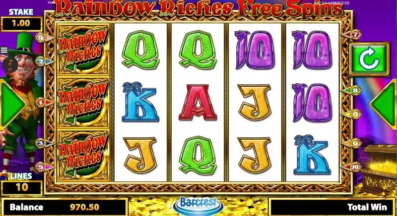Rainbow Riches Freespins slot gameplay