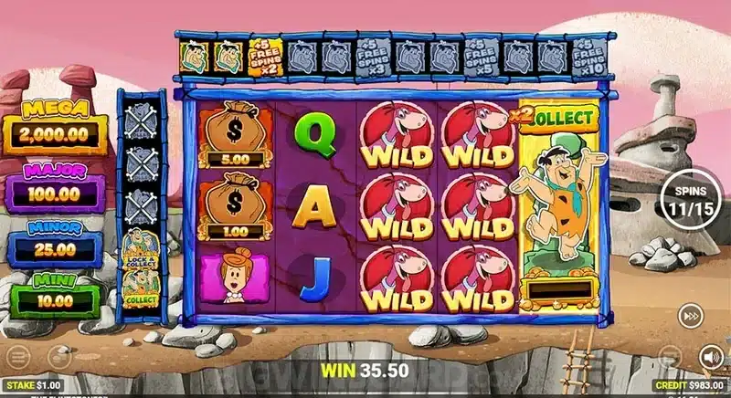 The Flintstones slot Dino Wilds during free spins