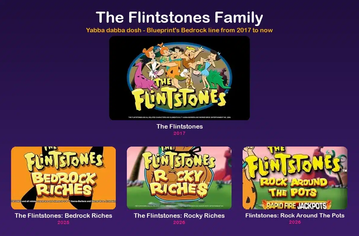 All the slots like The Flintstones, Bedrock's full lineup