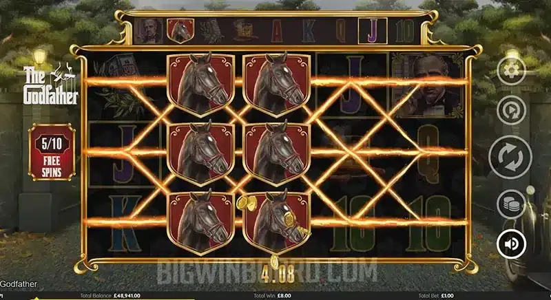 The Godfather slot hold and win bonus round