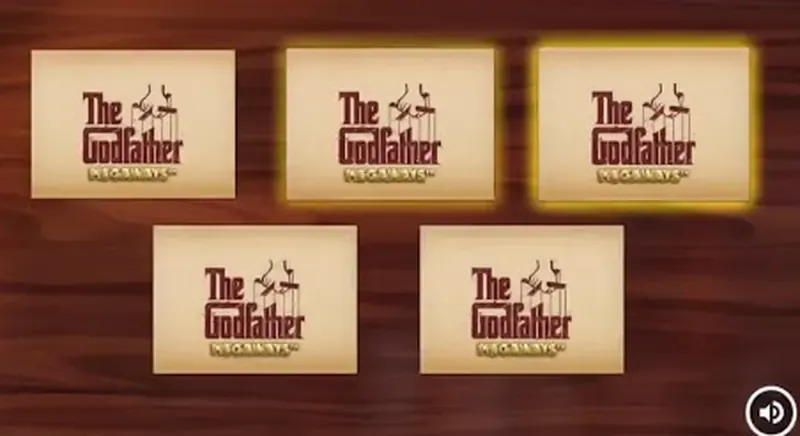 The Godfather Megaways bonus pick screen with five cards